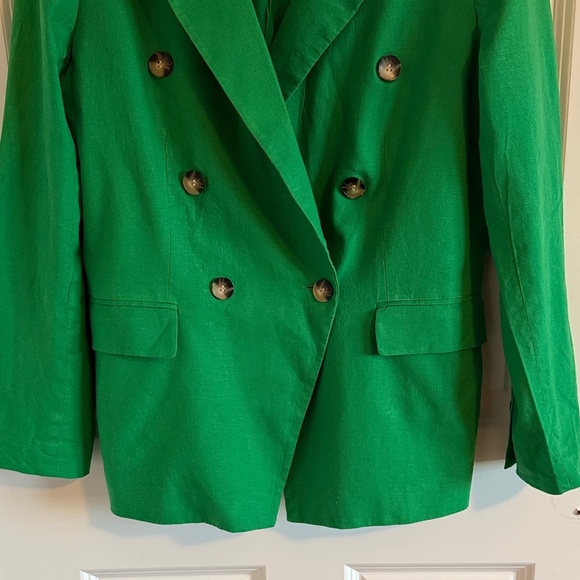 Alex Marie Romi Stretch Linen Blend Long Sleeve Coordinating Button Front Blazer - Picture 4 of 12